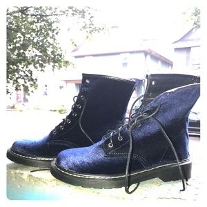 NWOT Velvet Dark Blue Boots
